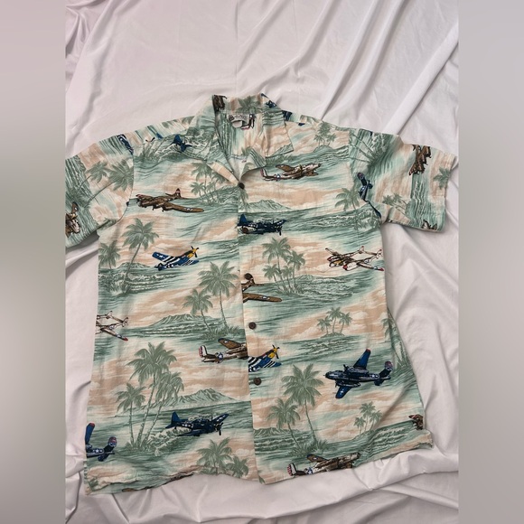 Aloha Republic Other - Hawaiian Shirt Vintage Aloha Republic Mens Airplanes Floral L Made In Hawaii